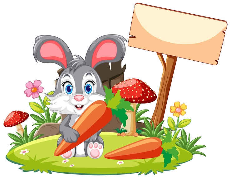 Free Vector adorable rabbit holding carrot