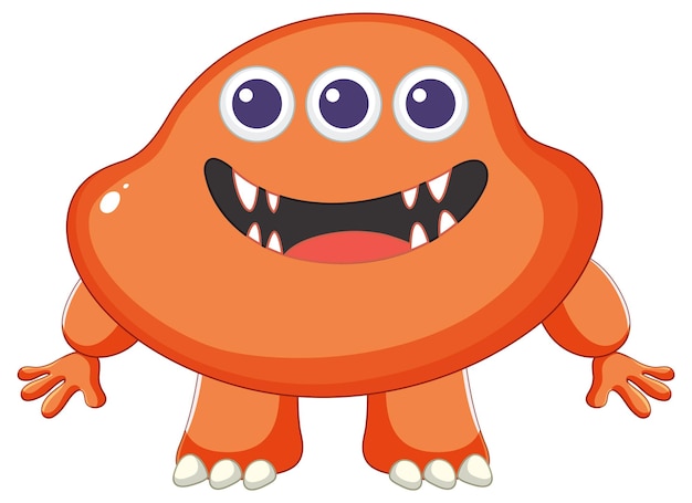 Free vector adorable threeeyed orange alien monsters cartoon character