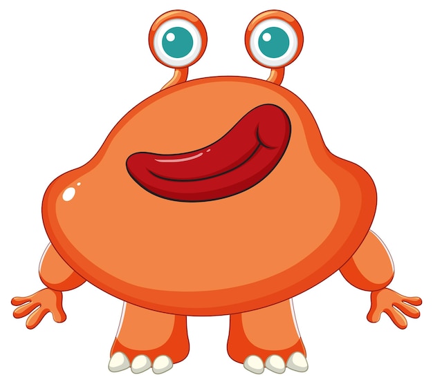 Adorable threeeyed orange alien monsters cartoon character