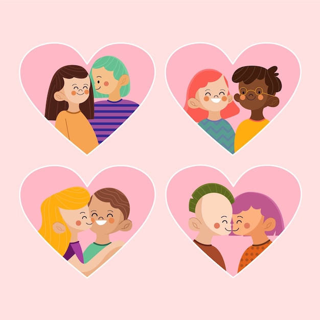 Free vector adorable valentine's day couple collection