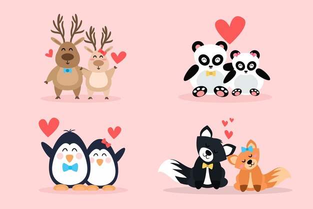 Adorable valentines day animal couple
