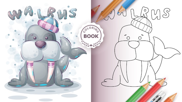 Очаровательный морж - книжка-раскраска для малышей и детей