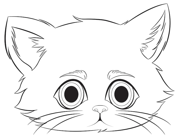 무료 Vector 사랑스러운 넓은 눈의 새끼 고양이 일러스트레이션
