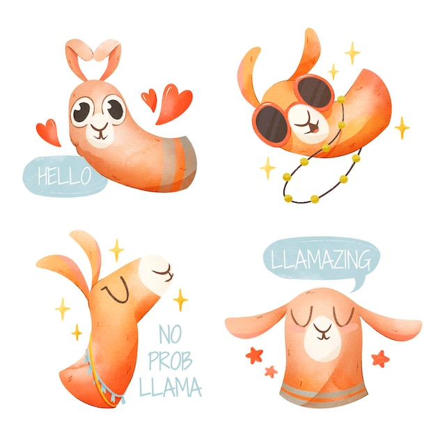 Adorable wild llama illustration