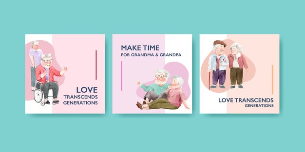 국가 조부모의 날 컨셉 디자인 광고 템플릿