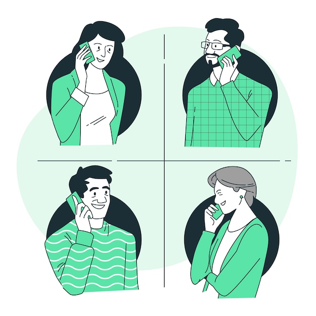 Free vector adult talking cell phone concept illustration