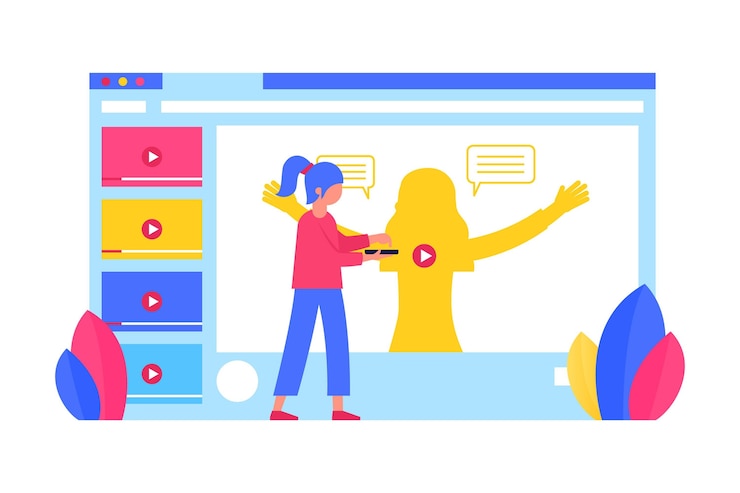 Free Vector adults learning and taking online tutorials