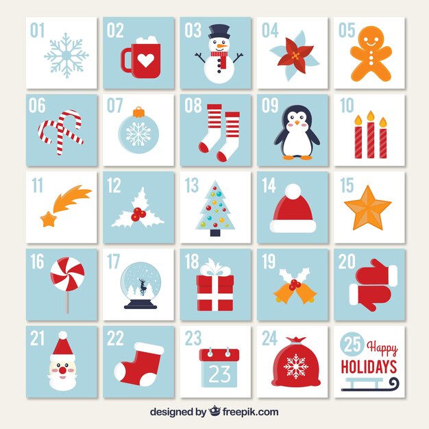 Advent calendar of beautiful christmas decoration