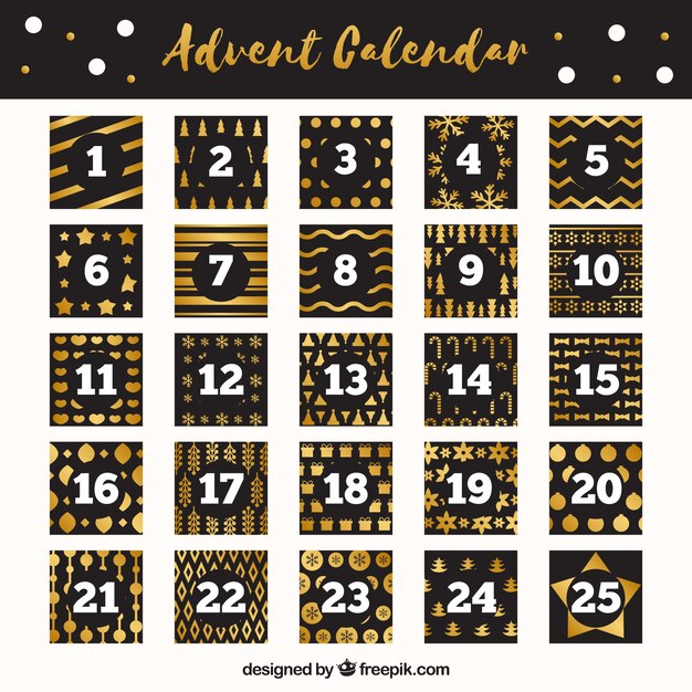 Календарь приключений в черном и золотом