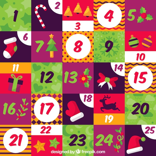 Advent calendar in bright colours