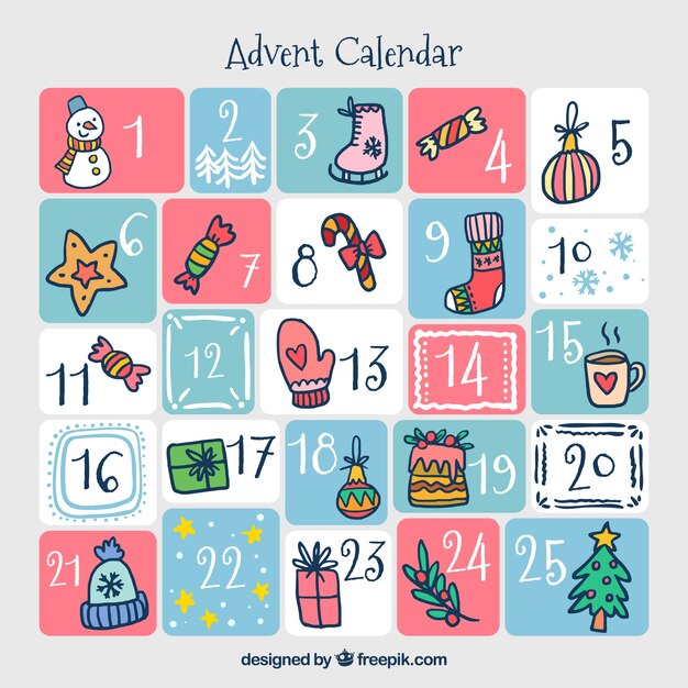 Advent calendar dibujado a mano 