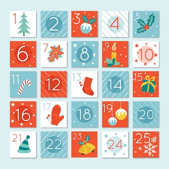 Шаблон дизайна плоского календаря advent