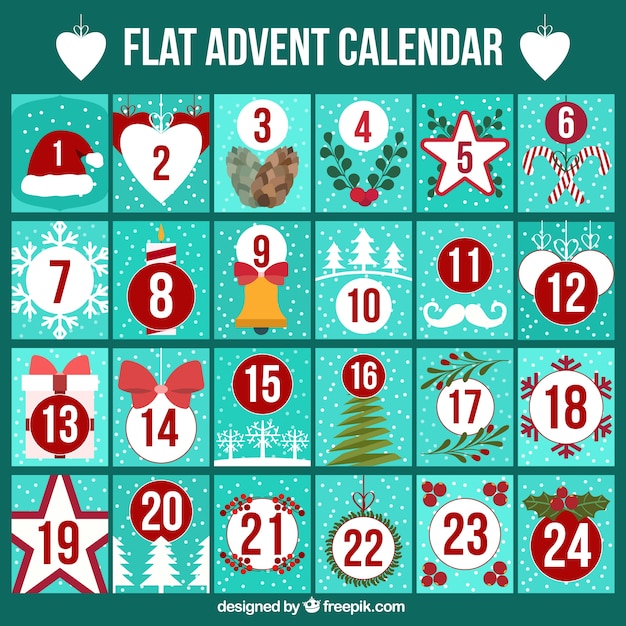 Free vector advent calendar in flat design