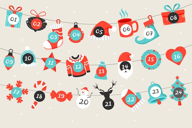 Free vector advent calendar in flat design