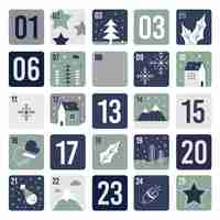 Vettore gratuito calendario dell'avvento in design piatto