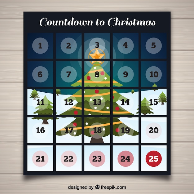 Free vector advent calendar with a christmas tree
