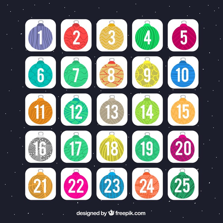 मुफ़्त वेक्टर advent calendar with colorful christmas balls