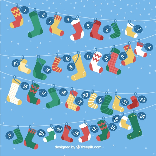 Free vector advent calendar with colourful socks