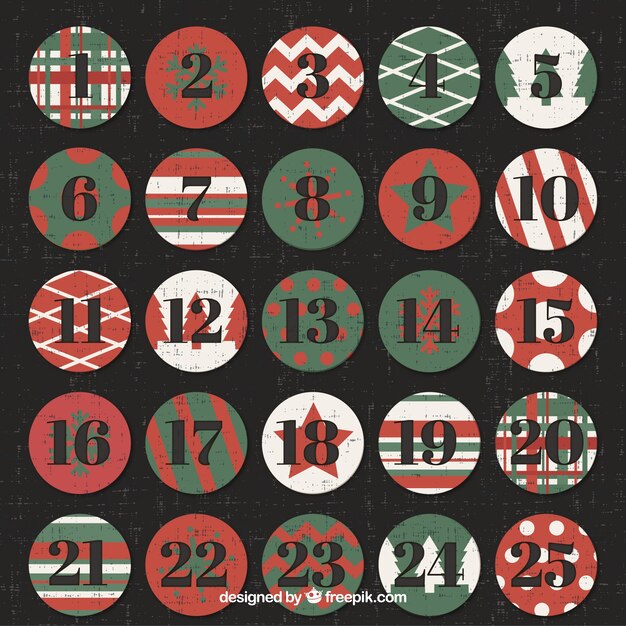 Advent calendar with retro christmas balls