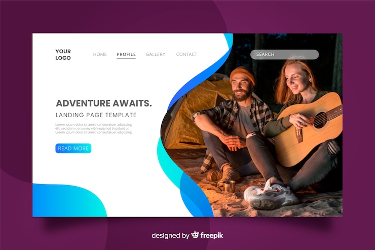 मुफ़्त वेक्टर adventure awaits travel landing page