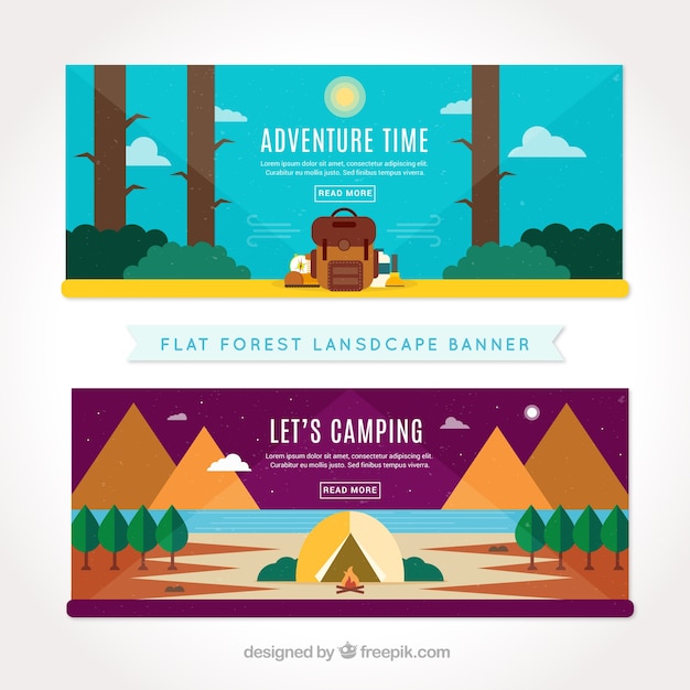 Free vector adventure banners in flat design