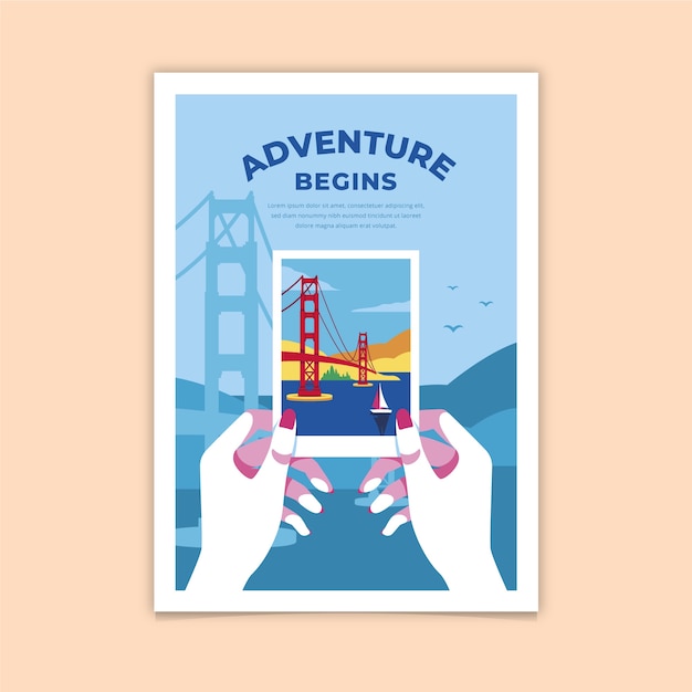 Free vector adventure begins colorful poster