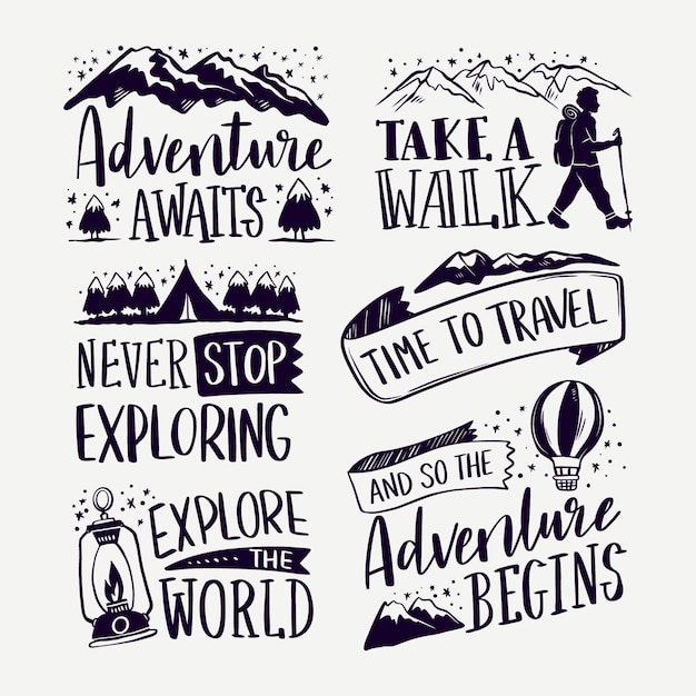 Adventure begins with camping lettering