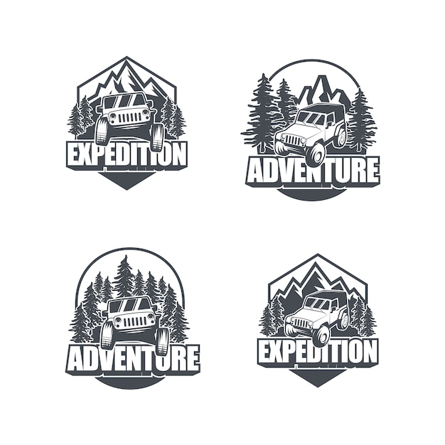 Adventure car logo collection Premium Vector