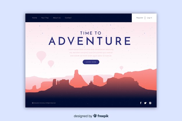 Free Vector adventure concept landing page