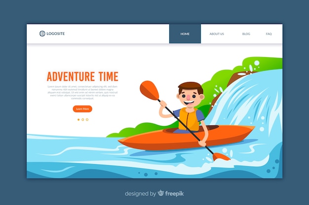 Free vector adventure flat design landing page template