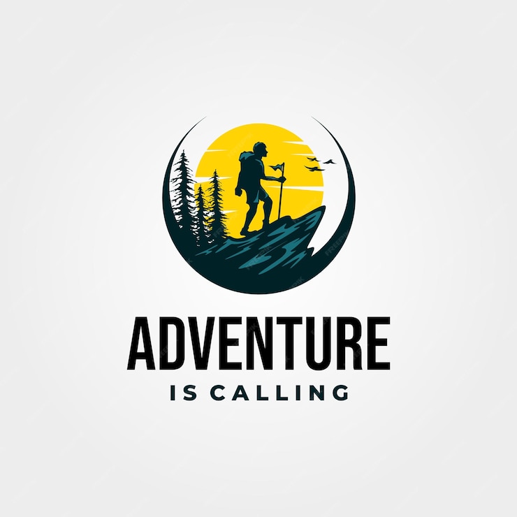  Adventure hiking logo v Premium Vector