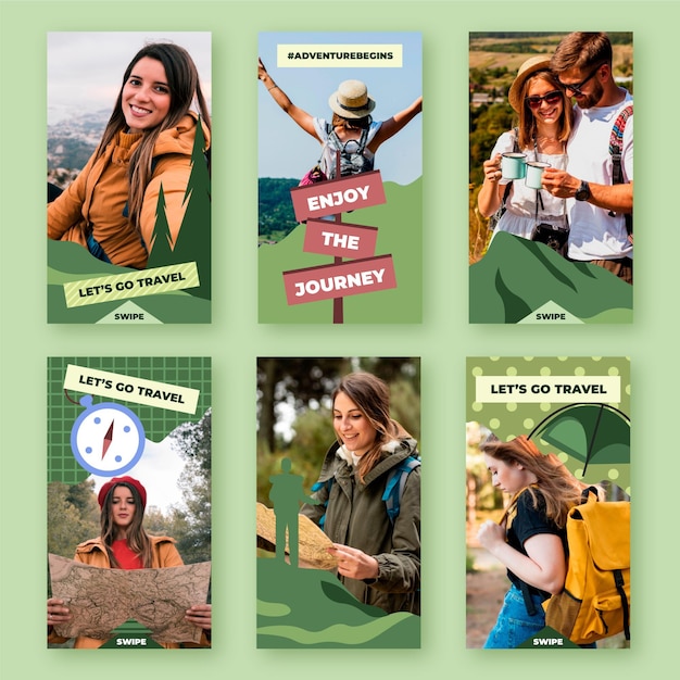 Adventure instagram stories collection with photo