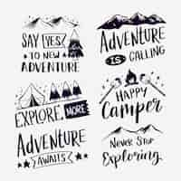 Free vector adventure is calling lettering collection