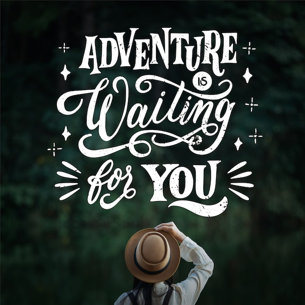 Free vector adventure is waiting for you travelling lettering