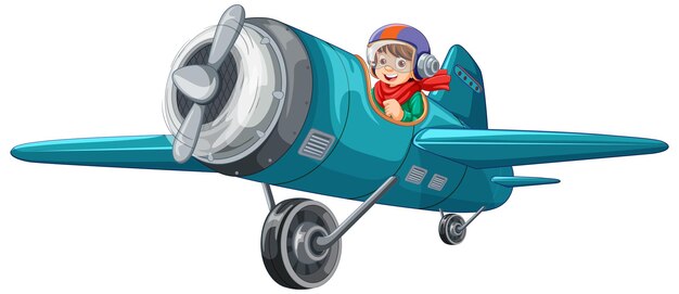 adventure kid on light aircraft vector