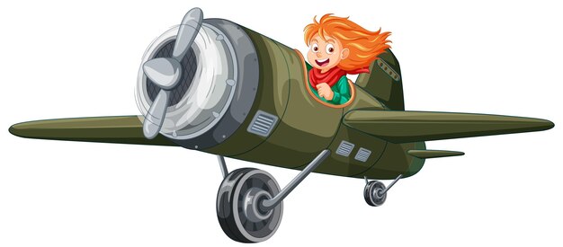 adventure kid on light aircraft vector