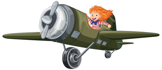 adventure kid on light aircraft vector