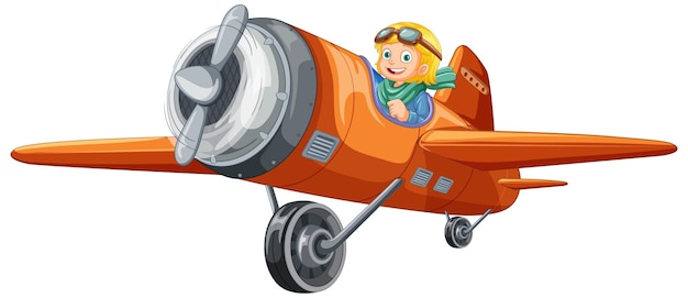 Бесплатное векторное изображение Приключенческий ребенок на легком самолете вектор