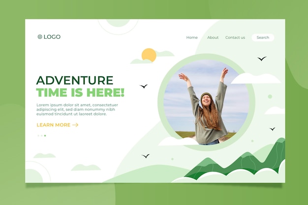 Adventure landing page template with photo