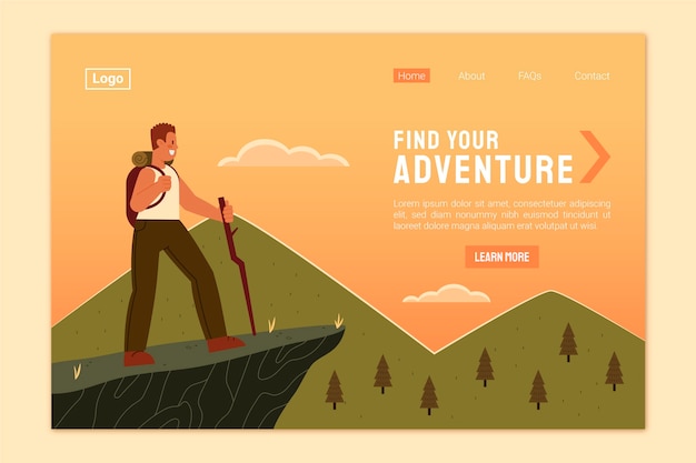 Free vector adventure landing page template