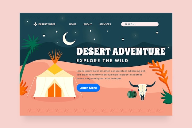 無料ベクター アドベンチャーランディングページテンプレート