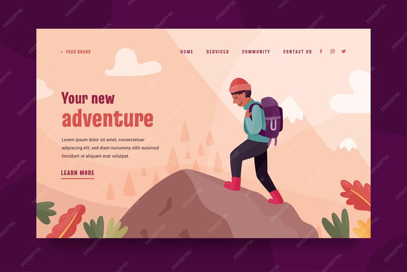 Free Vector Adventure landing page template