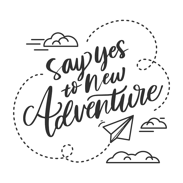 Free vector adventure lettering with clouds