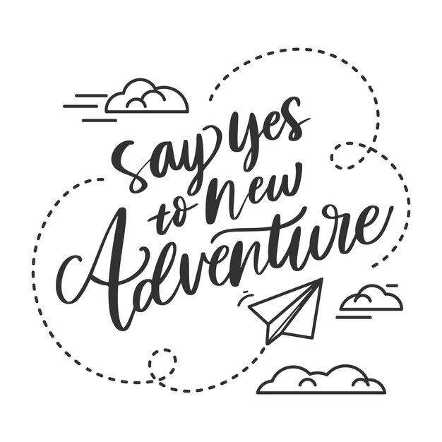 Adventure lettering with clouds