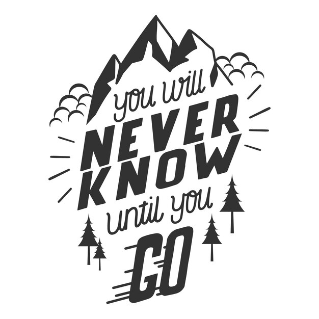 Adventure lettering with mountains