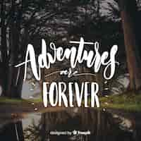 Free vector adventure lettering with photo