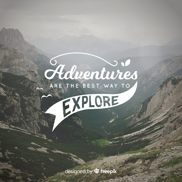 Free vector adventure lettering with photo