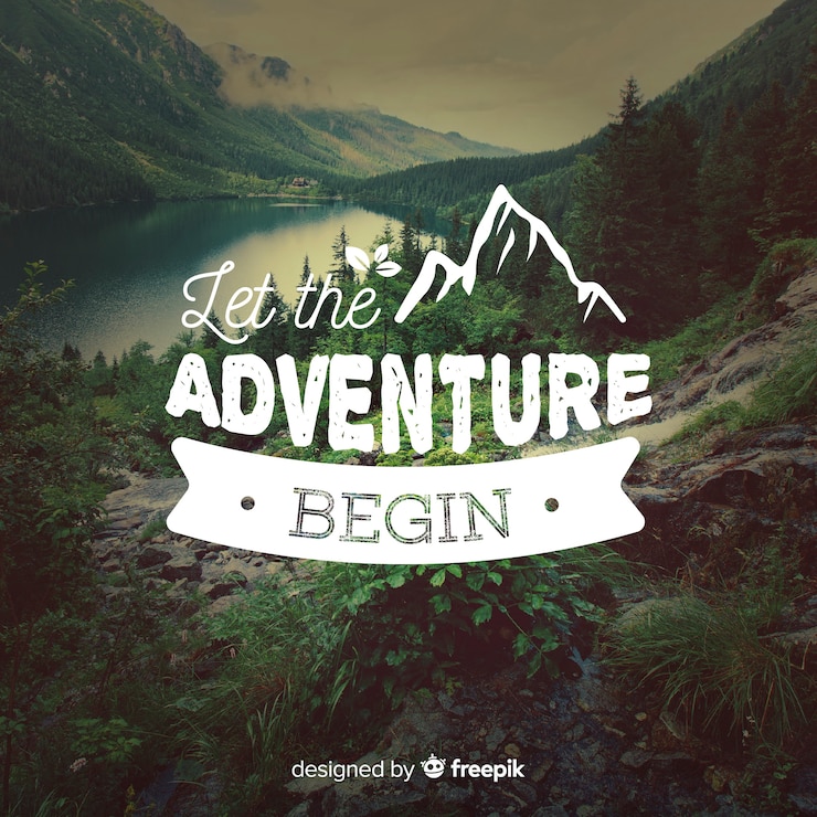 Free Vector adventure lettering with photo