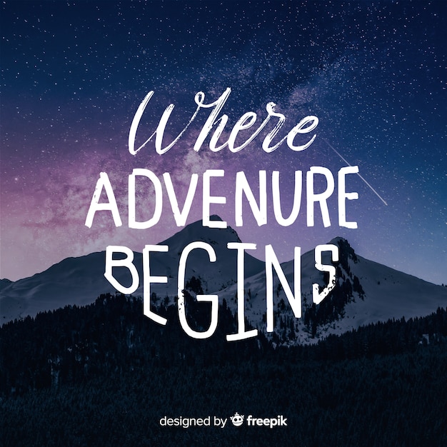 Free vector adventure lettering with photo