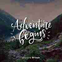 Free vector adventure lettering with photo